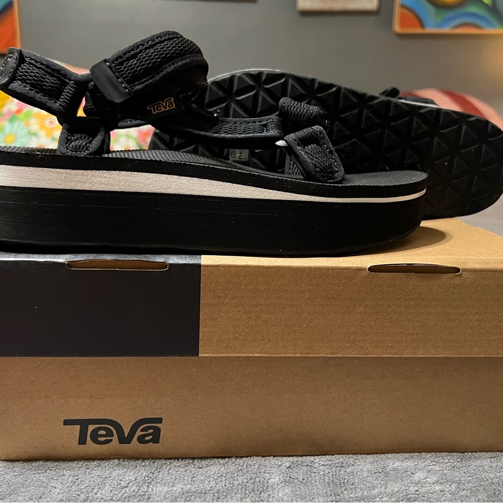 Brand New Platform Teva Sandals – Black | In Original Box